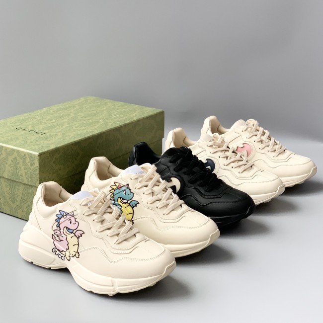 NIGO Gucci Men's And Women's Cartoon Pattern Cowhide Lace Up Low Top Sneakers Shoes #nigo98811