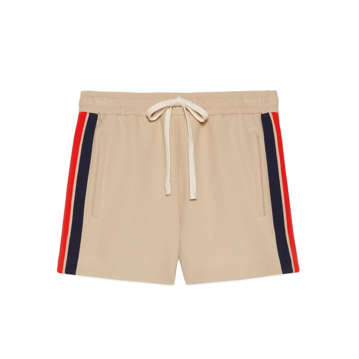 NIGO Gucci Men's Summer Striped Logo Print Hooded Sweatshirt Pullover Tie High Waisted Shorts Set Suit #nigo98813