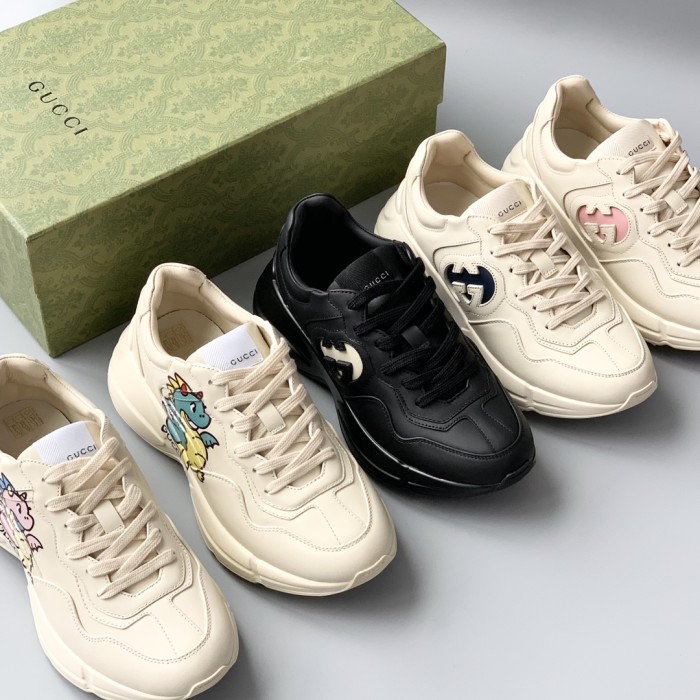 NIGO Gucci Men's And Women's Cartoon Pattern Cowhide Lace Up Low Top Sneakers Shoes #nigo98811