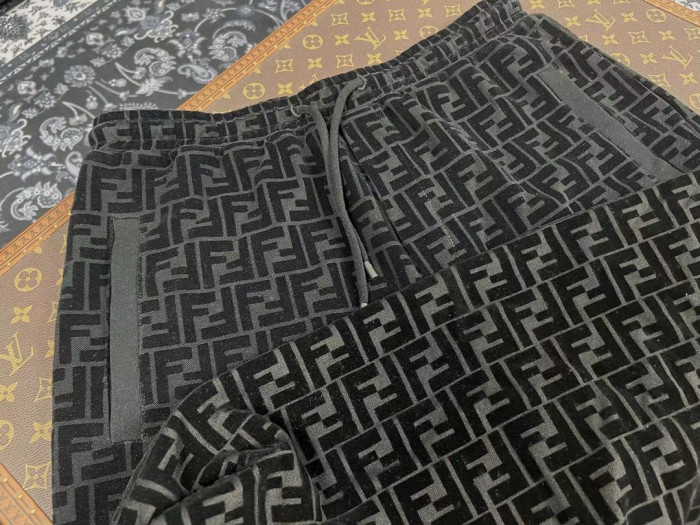 NIGO Fendi Men's Summer Black Letter Logo Print Drawstring Straight Casual Short Pants #nigo98816