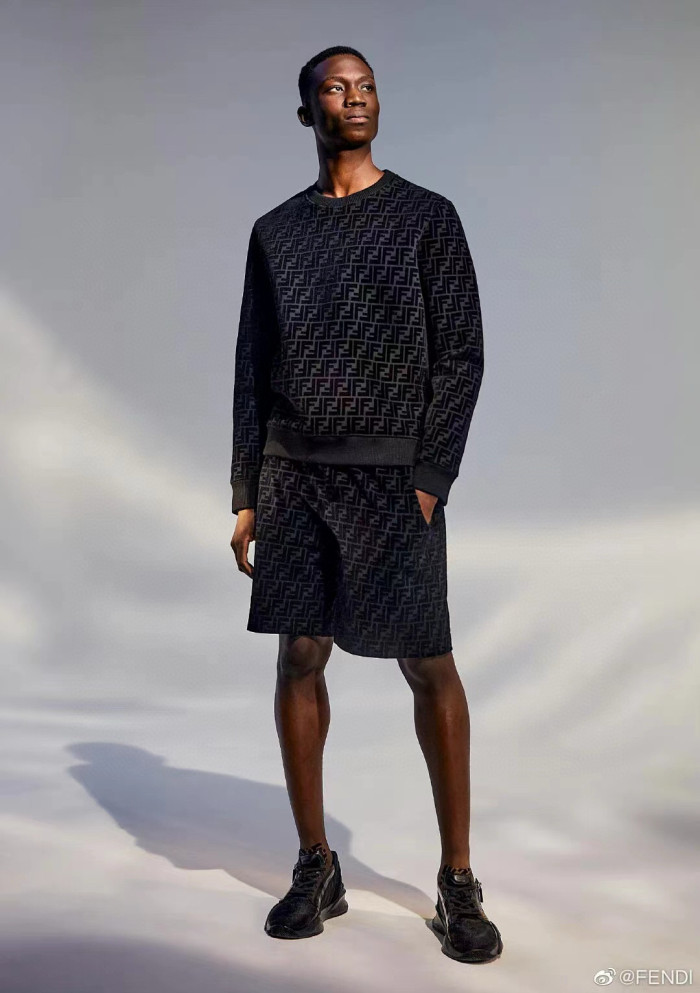 NIGO Fendi Men's Summer Black Letter Logo Print Drawstring Straight Casual Short Pants #nigo98816