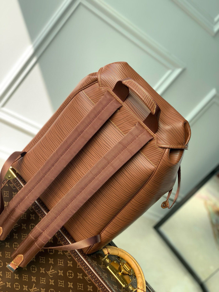 NIGO Louis Vuitton Montsouris Men's Brown Letter Logo Drawstring Closure Calfskin Backpack Shoulder Bag Bags #nigo98822