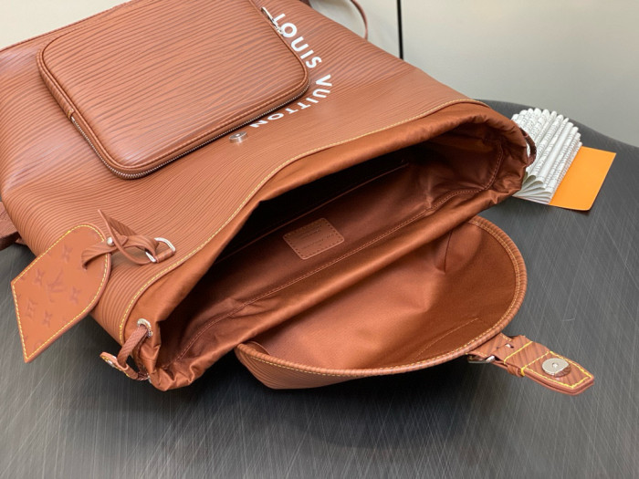 NIGO Louis Vuitton Montsouris Men's Brown Letter Logo Drawstring Closure Calfskin Backpack Shoulder Bag Bags #nigo98822
