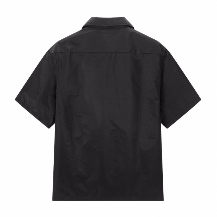 NIGO Prada Men's Black Gold Triangle Logo Multi-Pocket Single Breasted Casual Short Sleeve Shirt #nigo98829