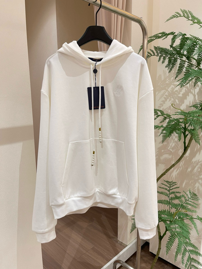 NIGO Louis Vuitton Men's Spring and Autumn White Logo Letter Embroidery Long Sleeve Hooded Sweatshirt Pullover #nigo98836
