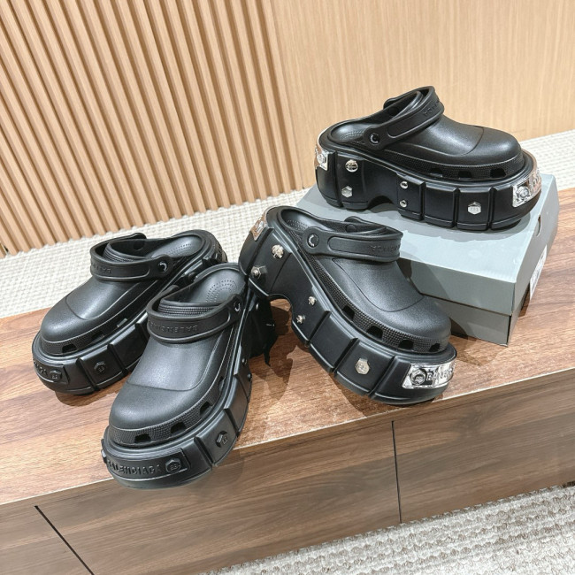 NIGO Balenciaga Metal Punk Platform Muffin Slipper Hole Shoes Increased Shoes #nigo244381