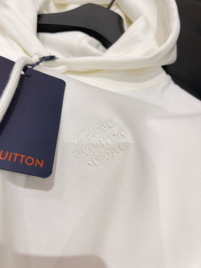 NIGO Louis Vuitton Men's Spring and Autumn White Logo Letter Embroidery Long Sleeve Hooded Sweatshirt Pullover #nigo98836