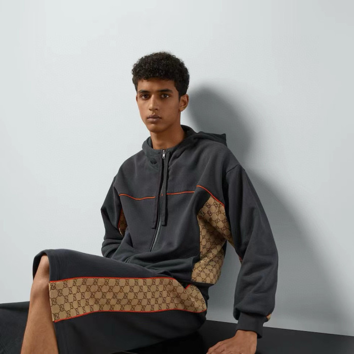 NIGO Gucci Men's Spring and Autumn Patchwork Logo Jacquard Zipper Hooded Long Sleeve Jacket Lace-Up Casual Shorts Pants Suit Set #nigo98839