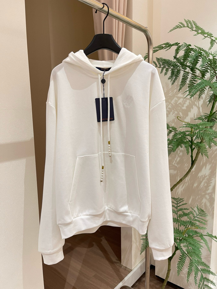 NIGO Louis Vuitton Men's Spring and Autumn White Logo Letter Embroidery Long Sleeve Hooded Sweatshirt Pullover #nigo98836