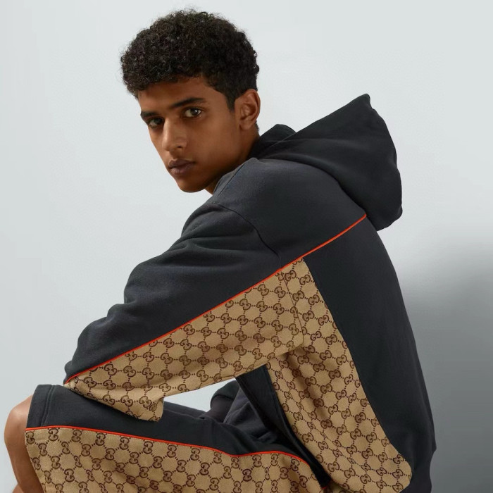 NIGO Gucci Men's Spring and Autumn Patchwork Logo Jacquard Zipper Hooded Long Sleeve Jacket Lace-Up Casual Shorts Pants Suit Set #nigo98839