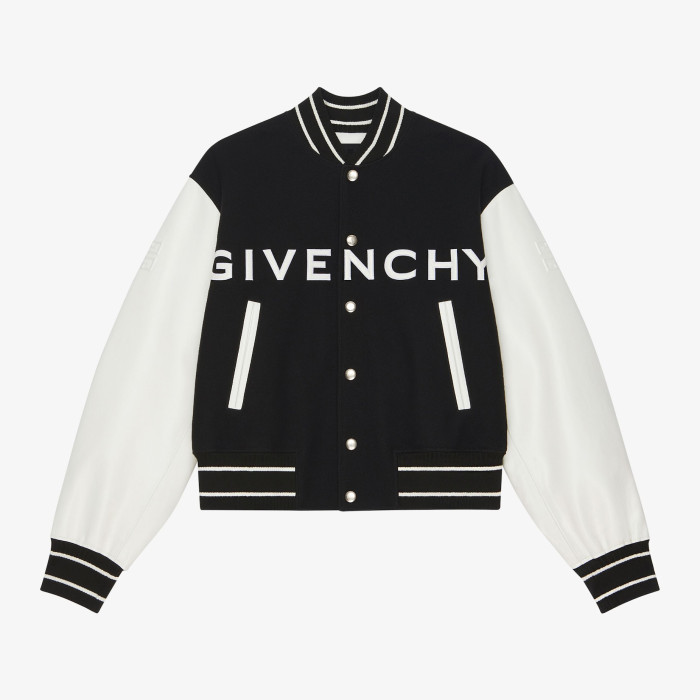 NIGO Givenchy Men's Autumn and Winter Color Blocking Single Breasted Wool and Leather Hooded Jacket #nigo98878