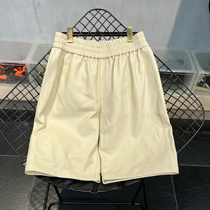 NIGO Prada Men's Summer Solid Color Leather Single Breasted Short Sleeve Shirt Stretch Shorts Set Suit #nigo98895