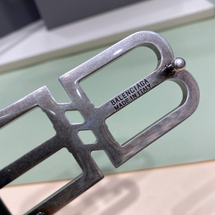 NIGO Balenciaga Men's BB Signature Metal Logo Belt In Black Width 3cm  #nigo98914