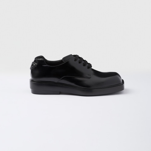NIGO Prada Men's and Women's Four Seasons Bright Leather Lace up Derby Shoes Fashion Casual Black Square Head Fashion Leather Shoes Lefu Shoes Ngvp  #nigo8161