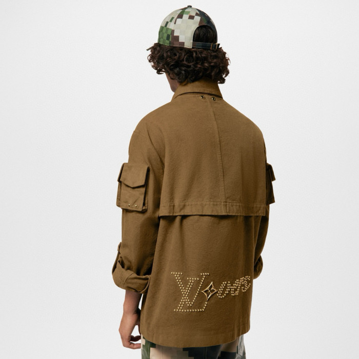 NIGO Louis Vuitton Men's Fall And Winter Brown Monogrammed Studded Cotton Single Breasted Long Sleeved Jacket #nigo98924