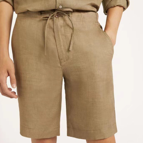 NIGO Loro Piana Men's Spring And Summer Trend Fashion Mid-waist Tie Shorts Linen Solid Color Casual Pants Ngvp #nigo8163