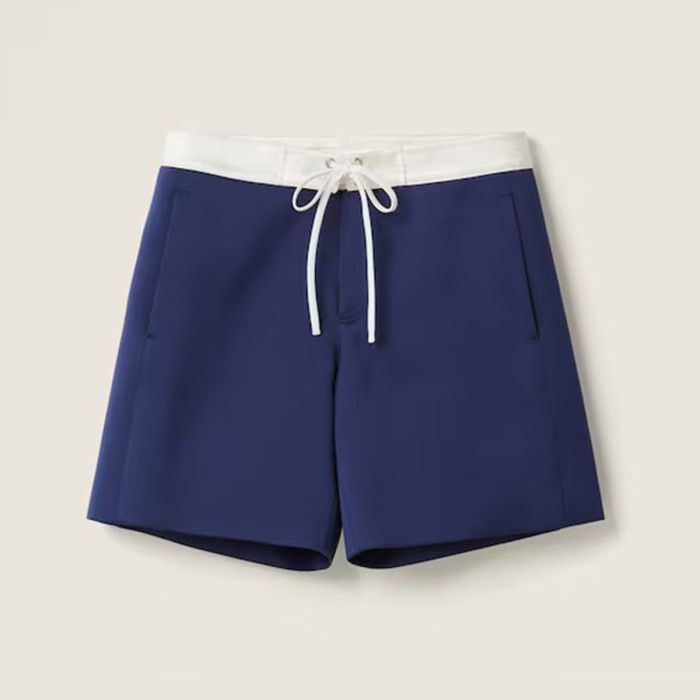NIGO MiuMiu Men's Women's Summer Solid Colour Logo Elastic Drawstring Mid Waist Fitted Satin Bermuda Shorts Ngvp #nigo8171