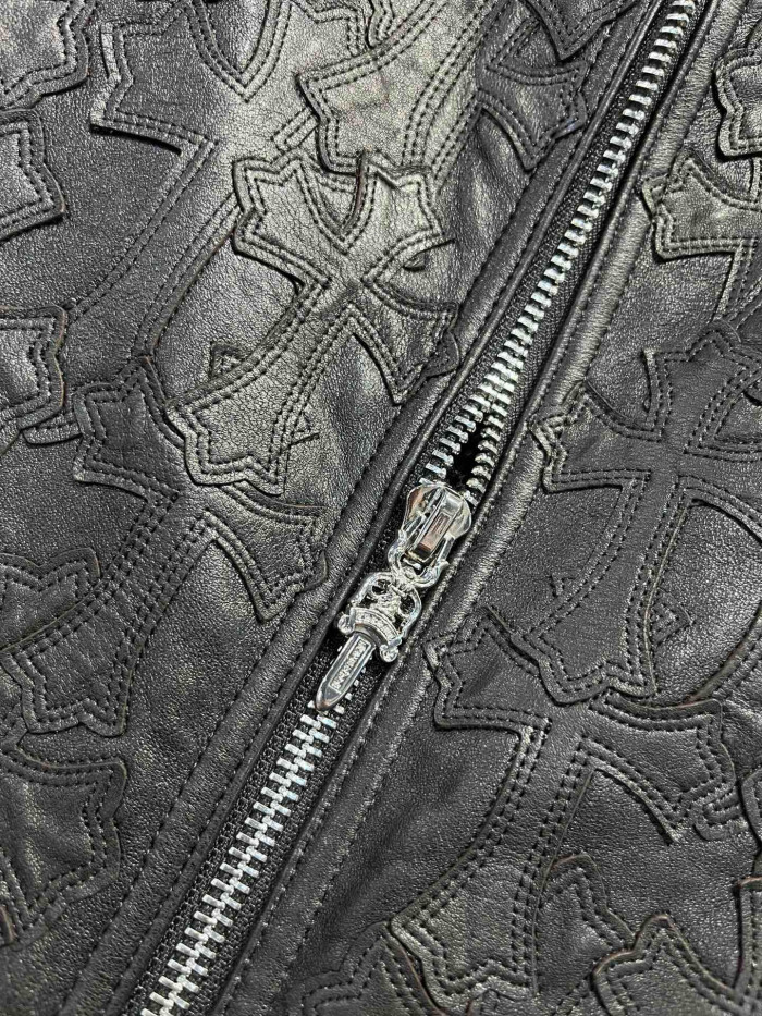 NIGO Chrome Hearts Men's Spring/Summer Dark Logo Leather Zipper Sleeveless Waistcoat Vest Jacket #nigo98936