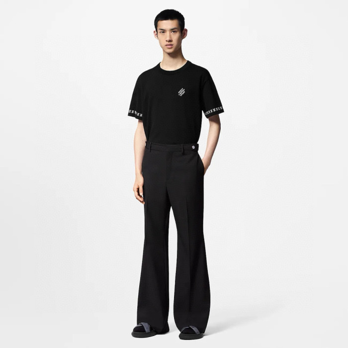 NIGO Louis Vuitton Men's Summer Black Cotton Jersey Fabric Round Neck Short Sleeve T-shirt #nigo98962