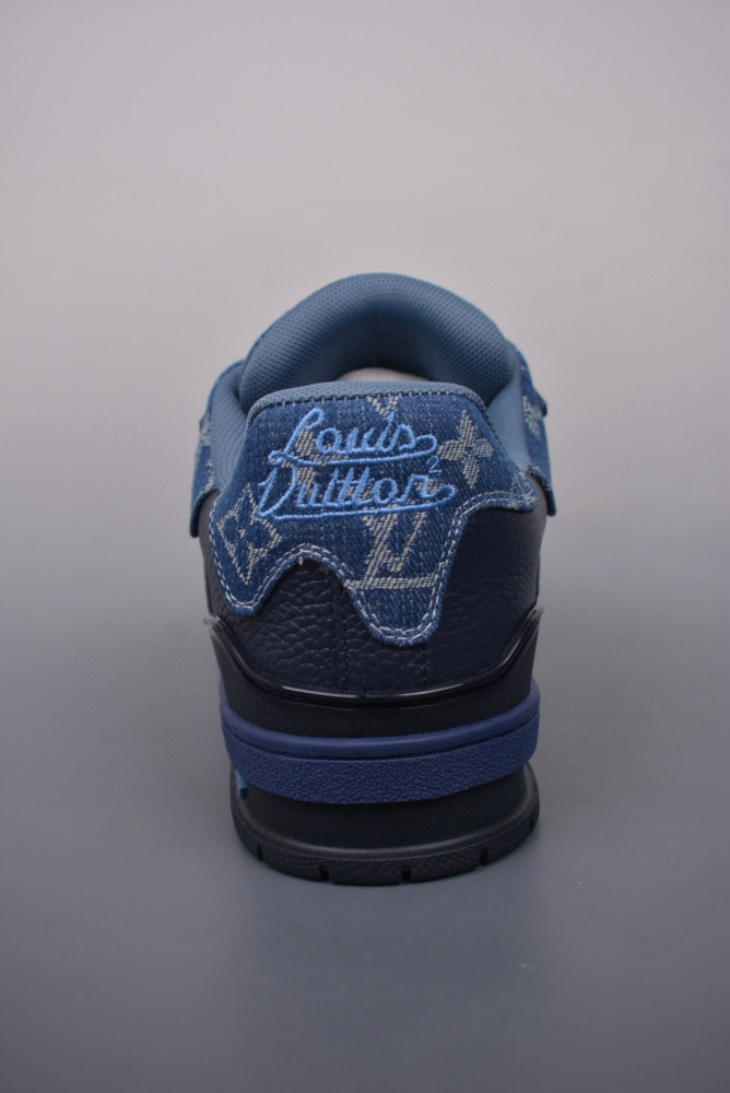 NIGO Louis Vuitton Trainer Men's Blue Low Top Leather And Denim Lace Up Sneakers Board Shoes #nigo98945