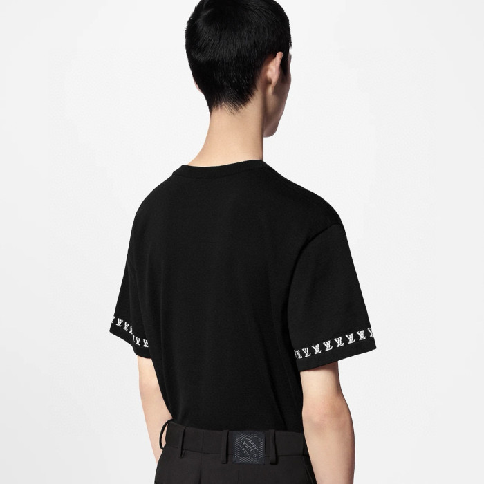 NIGO Louis Vuitton Men's Summer Black Cotton Jersey Fabric Round Neck Short Sleeve T-shirt #nigo98962