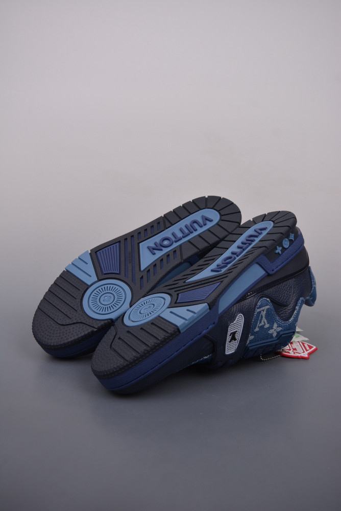 NIGO Louis Vuitton Trainer Men's Blue Low Top Leather And Denim Lace Up Sneakers Board Shoes #nigo98945