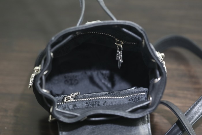 NIGO Chrome Hearts Women's Black Mini Model 925 Silver Leather Backpack Shoulder Bag Bags #nigo98972