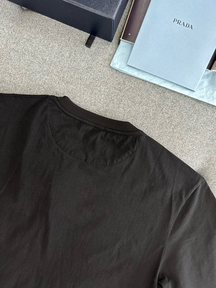 NIGO Prada Men's Summer Metal Triangle Label Nylon Pocket Crew Neck Cotton Short Sleeve T-Shirt #nigo98973