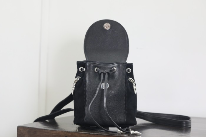 NIGO Chrome Hearts Women's Black Mini Model 925 Silver Leather Backpack Shoulder Bag Bags #nigo98972