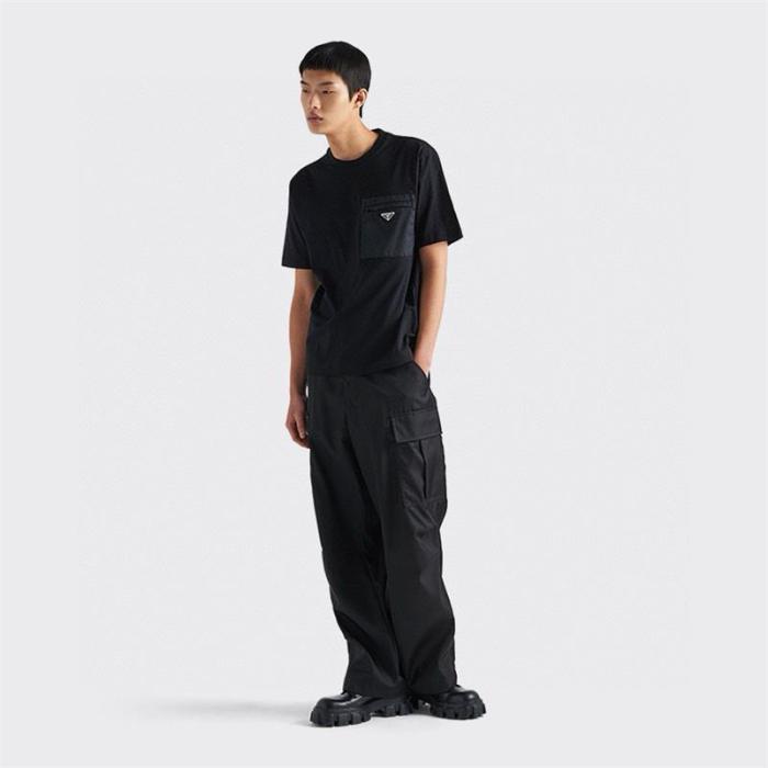 NIGO Prada Men's Summer Metal Triangle Label Nylon Pocket Crew Neck Cotton Short Sleeve T-Shirt #nigo98973