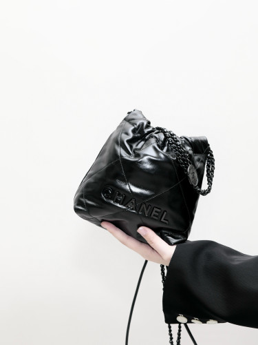 NIGO Chanel Women's Letter Logo Lattice Drawstring Closure Shiny Calfskin Mini Shoulder Crossbody Bag Bags #nigo98969