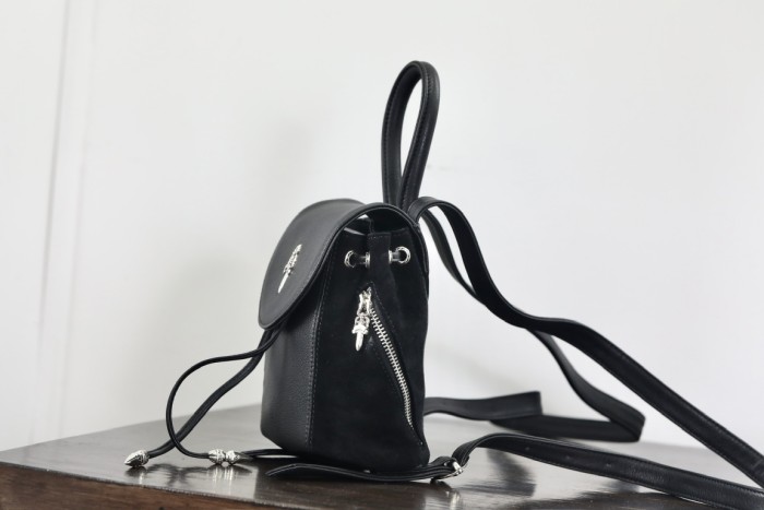 NIGO Chrome Hearts Women's Black Mini Model 925 Silver Leather Backpack Shoulder Bag Bags #nigo98972