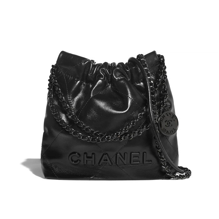NIGO Chanel Women's Letter Logo Lattice Drawstring Closure Shiny Calfskin Mini Shoulder Crossbody Bag Bags #nigo98969