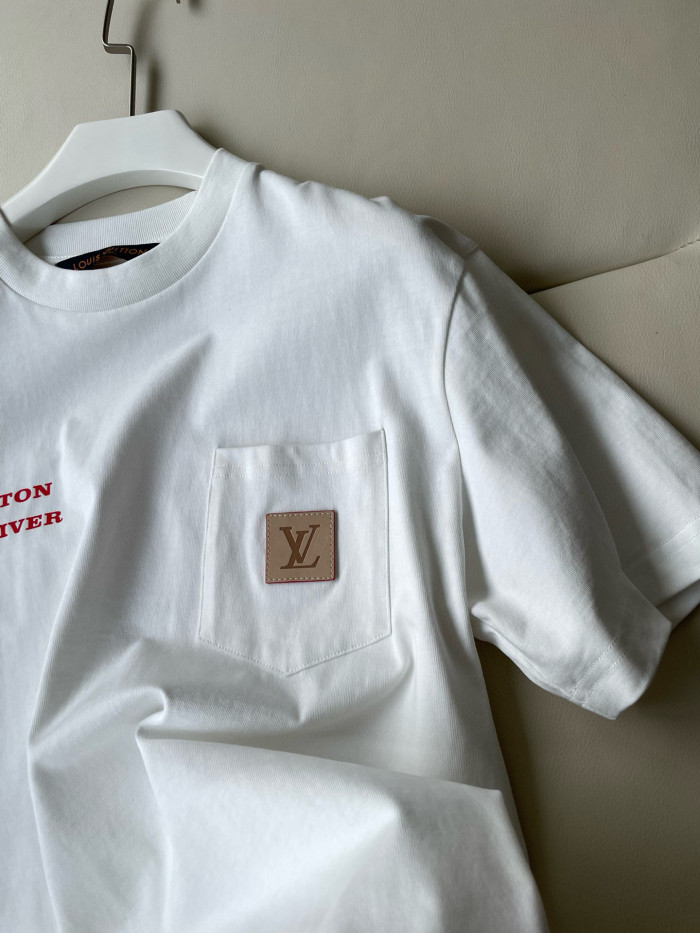 NIGO Louis Vuitton Men's Summer Letter Printed Patch Pocket Round Neck Cotton Short Sleeve T-Shirt #nigo98991
