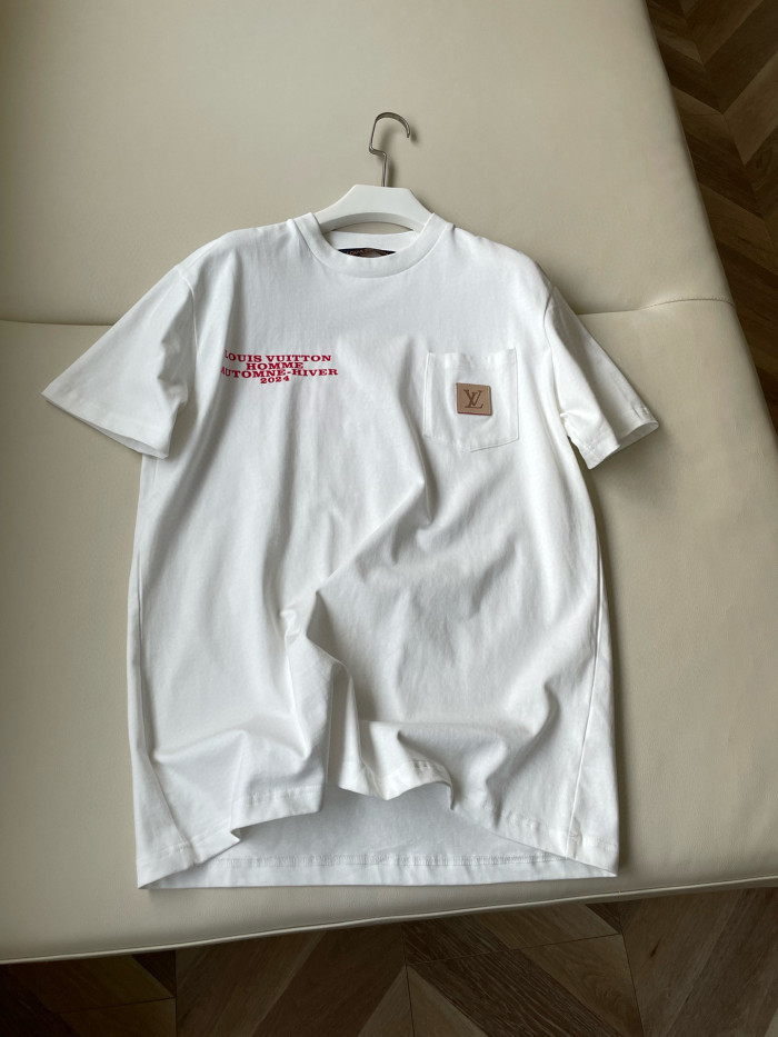 NIGO Louis Vuitton Men's Summer Letter Printed Patch Pocket Round Neck Cotton Short Sleeve T-Shirt #nigo98991