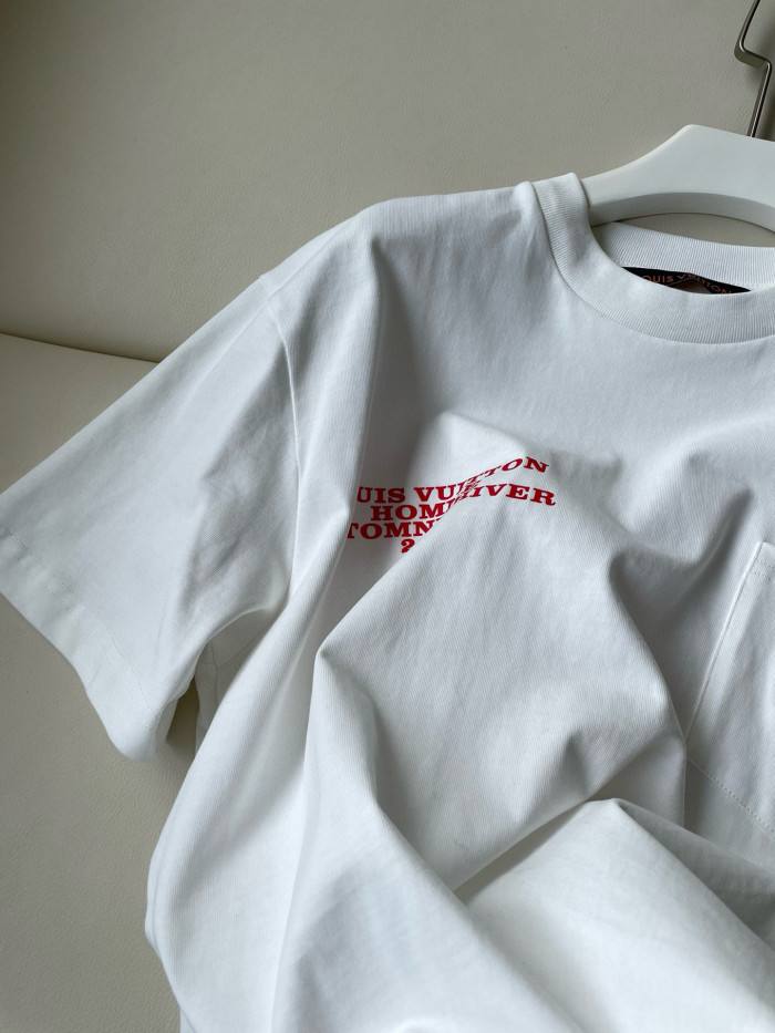 NIGO Louis Vuitton Men's Summer Letter Printed Patch Pocket Round Neck Cotton Short Sleeve T-Shirt #nigo98991