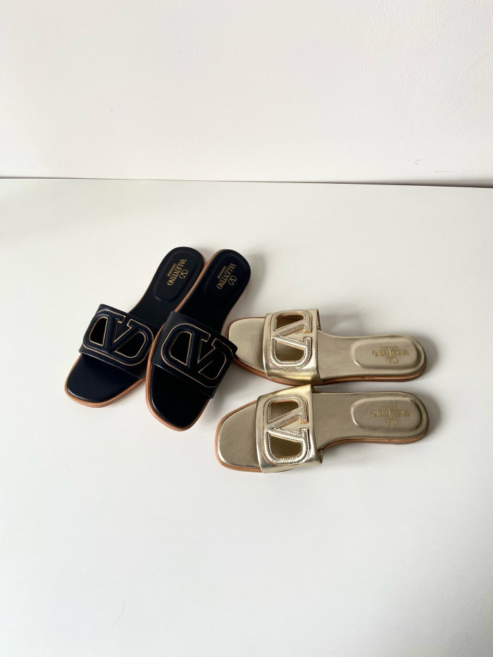 NIGO Valentino Women's Summer Solid Color Leather Flat Slippers Sandals Shoes #nigo99113