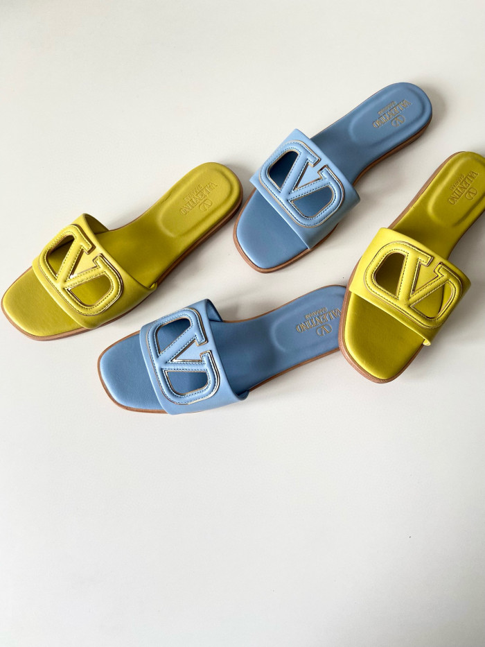 NIGO Valentino Women's Summer Solid Color Leather Flat Slippers Sandals Shoes #nigo99113