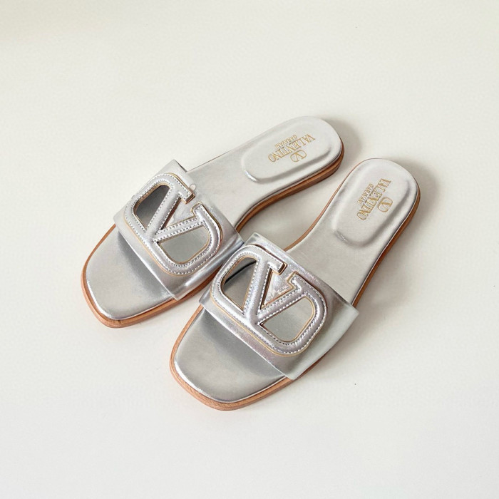 NIGO Valentino Women's Summer Solid Color Leather Flat Slippers Sandals Shoes #nigo99113