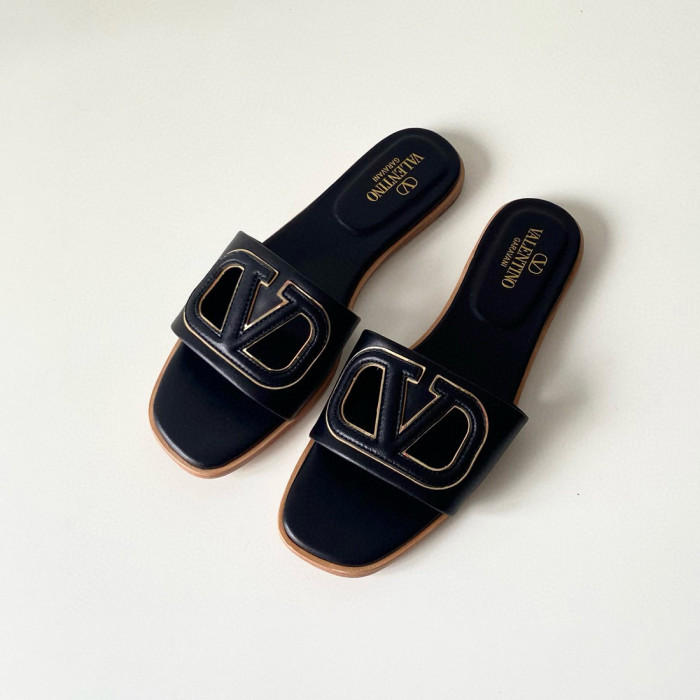 NIGO Valentino Women's Summer Solid Color Leather Flat Slippers Sandals Shoes #nigo99113