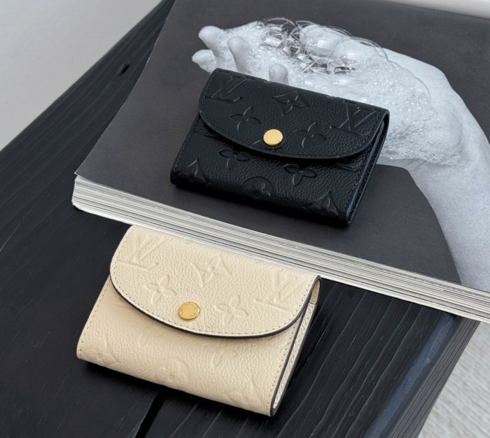 NIGO Louis Vuitton Rosalie Women Solid Embossed Logo Soft Grain Cowhide Card Case Wallet Bag Bags #nigo99126