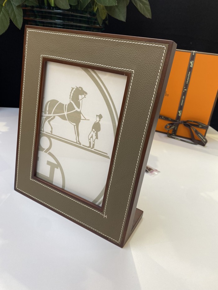 NIGO Hermes Brown Solid Wood Smooth Calfskin Photo Frame #nigo99134