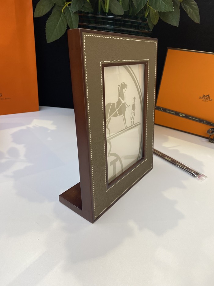NIGO Hermes Brown Solid Wood Smooth Calfskin Photo Frame #nigo99134