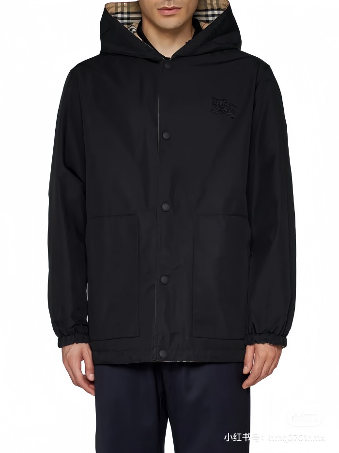NIGO Burberry Men's Autumn and Winter Check Printed Hooded Single Breasted Reversible Jacket #nigo99139