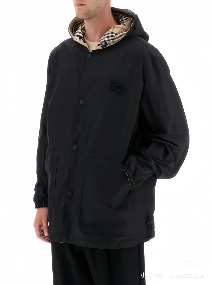 NIGO Burberry Men's Autumn and Winter Check Printed Hooded Single Breasted Reversible Jacket #nigo99139