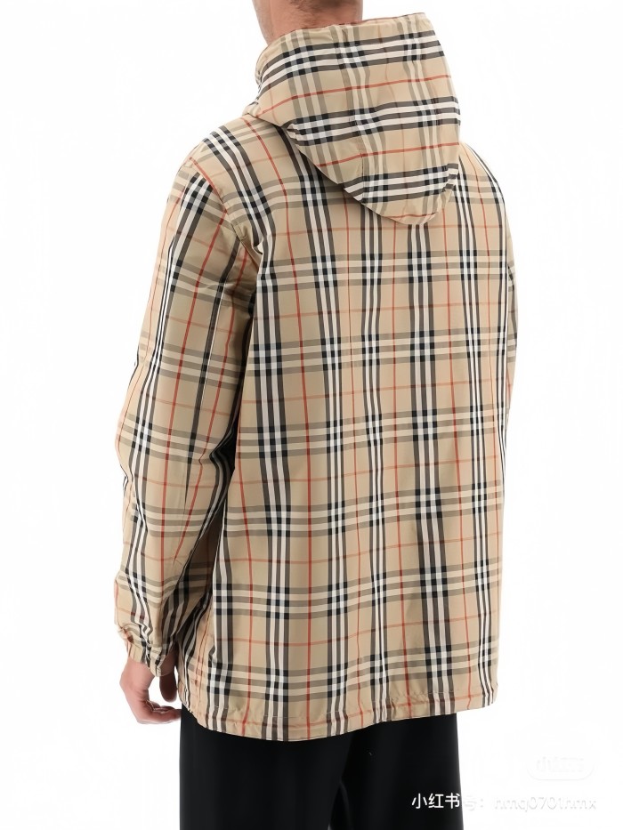 NIGO Burberry Men's Autumn and Winter Check Printed Hooded Single Breasted Reversible Jacket #nigo99139