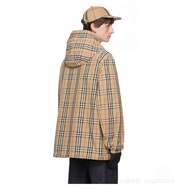 NIGO Burberry Men's Autumn and Winter Check Printed Hooded Single Breasted Reversible Jacket #nigo99139