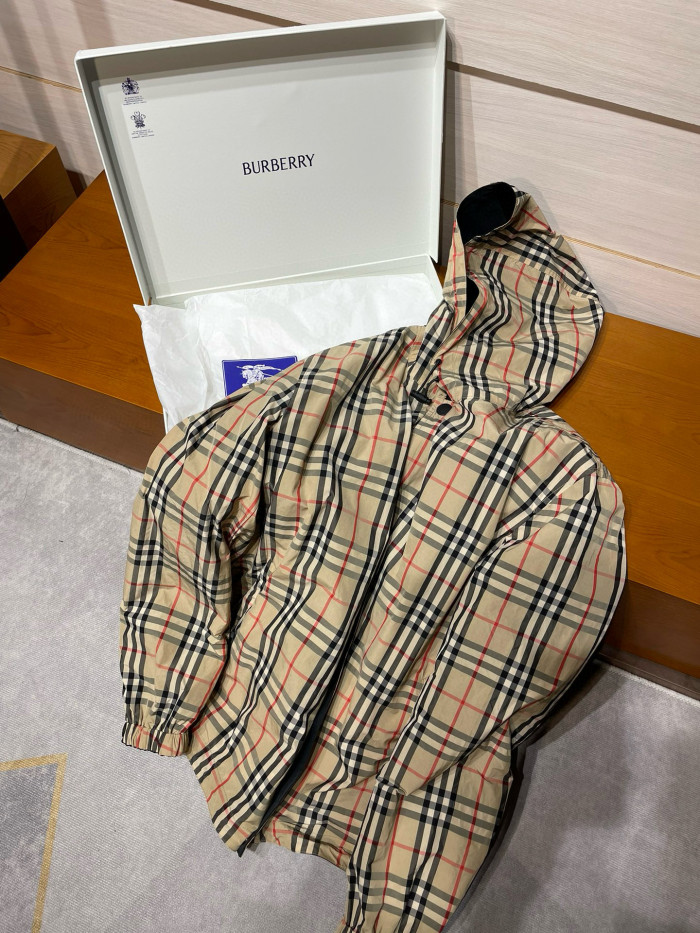 NIGO Burberry Men's Autumn and Winter Check Printed Hooded Single Breasted Reversible Jacket #nigo99139