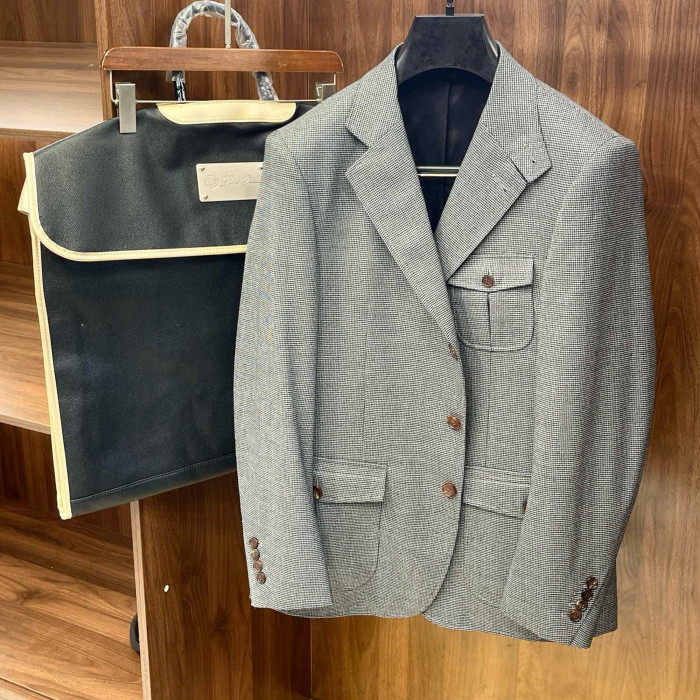 NIGO Loro Piana Men's Spring And Fall Wool Bird's-eye Jacquard Suit Jacket Fashion Temperament Lapel Single-breasted Jacket Ngvp #nigo8228