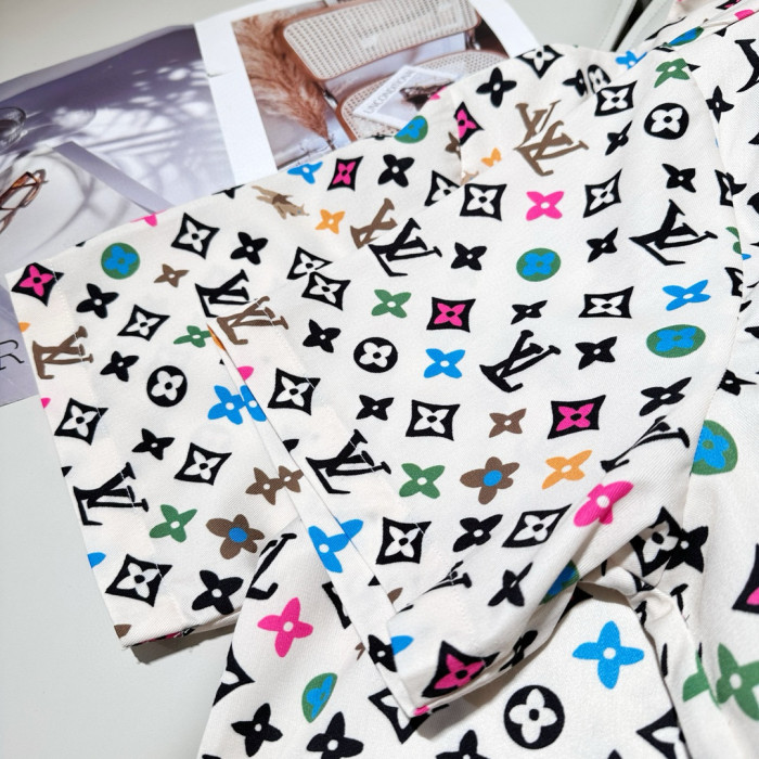 NIGO Louis Vuitton Men's Summer Logo Full Print Single Breasted Short Sleeve Shirt Elasticated Waist Shorts Suit Set #nigo99155